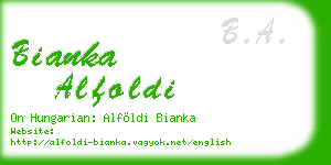 bianka alfoldi business card
