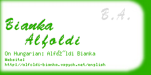 bianka alfoldi business card